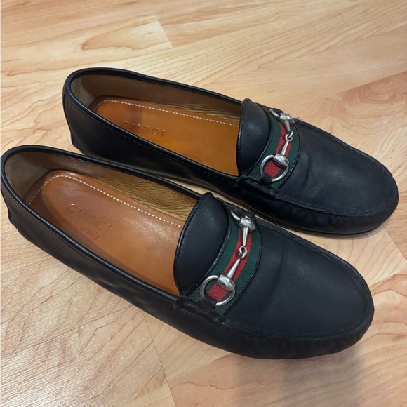 GUCCI Leather Loafers Size 10,5 - Picture 1 of 6